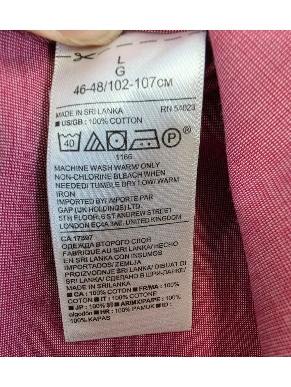 Banana Republic Camden Fit Custom 078 Wash Shirt Large Red 100% Cotton